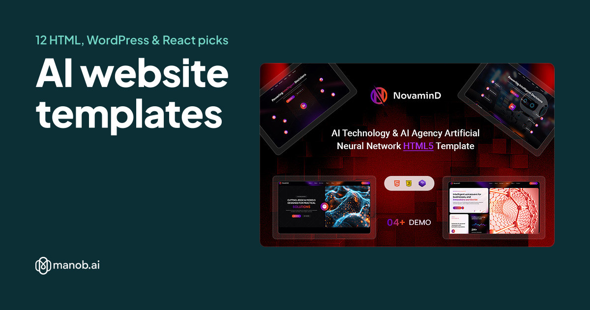 AI Website Templates: 12 HTML, WordPress, React and Next.js Picks for AI Startups and Agencies