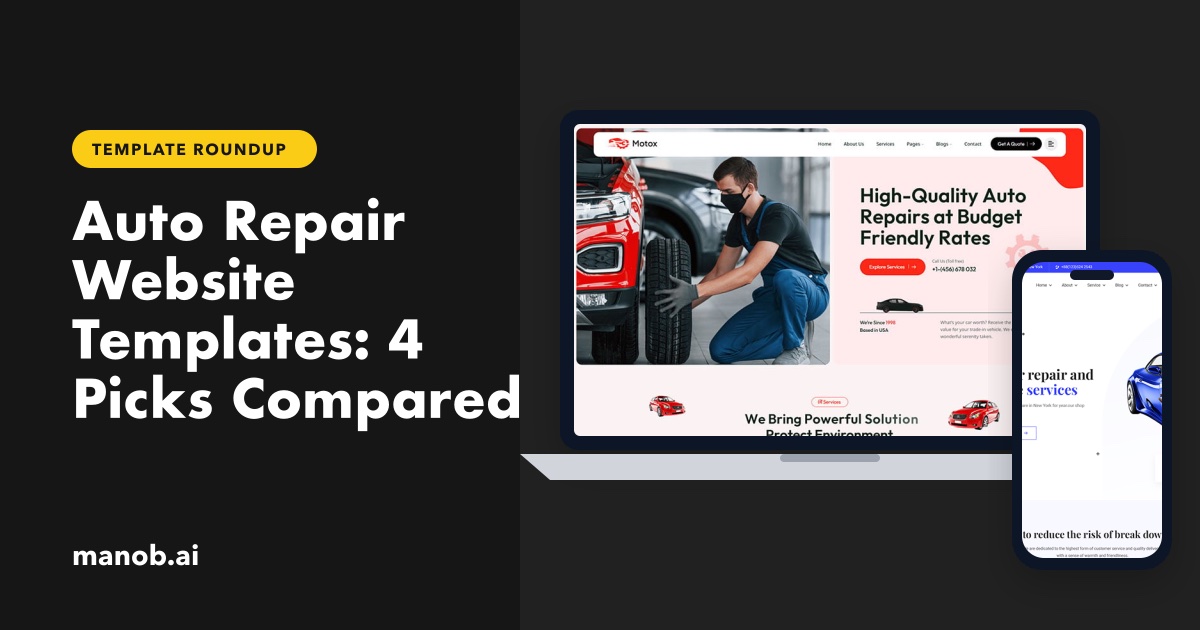 Auto Repair Website Templates: 3 HTML Templates and 1 WordPress Theme, Compared