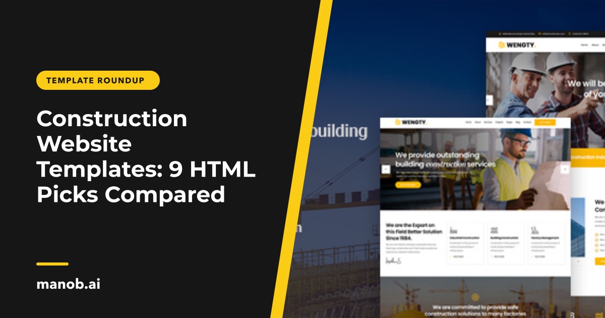 Construction Website Templates in HTML and Elementor: 12 Picks Compared