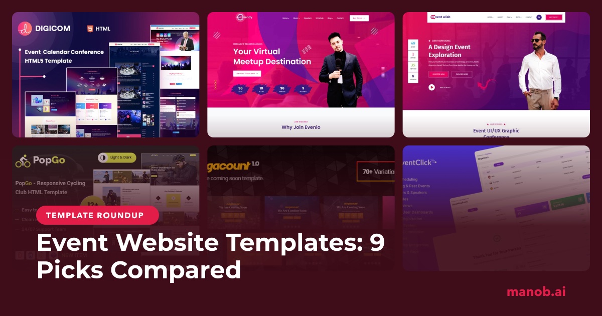 Event Website Templates for Conferences, Races and Weddings, Compared