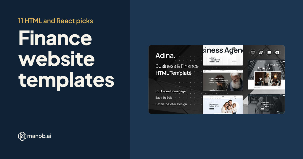 Finance Website Templates in HTML, React and Next.js: 11 Picks Compared
