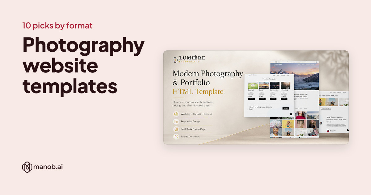 Photography Website Templates: HTML, Elementor Kits, Next.js and WordPress