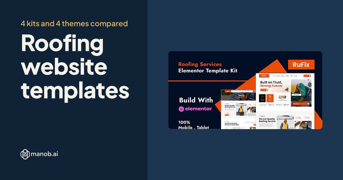 Roofing Website Templates: 4 Elementor Kits, 5 WordPress Themes, an HTML Template and a Figma File Compared