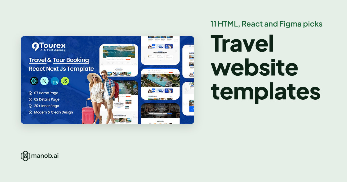 Travel Website Templates: 11 HTML, React, Next.js and Figma Picks Compared
